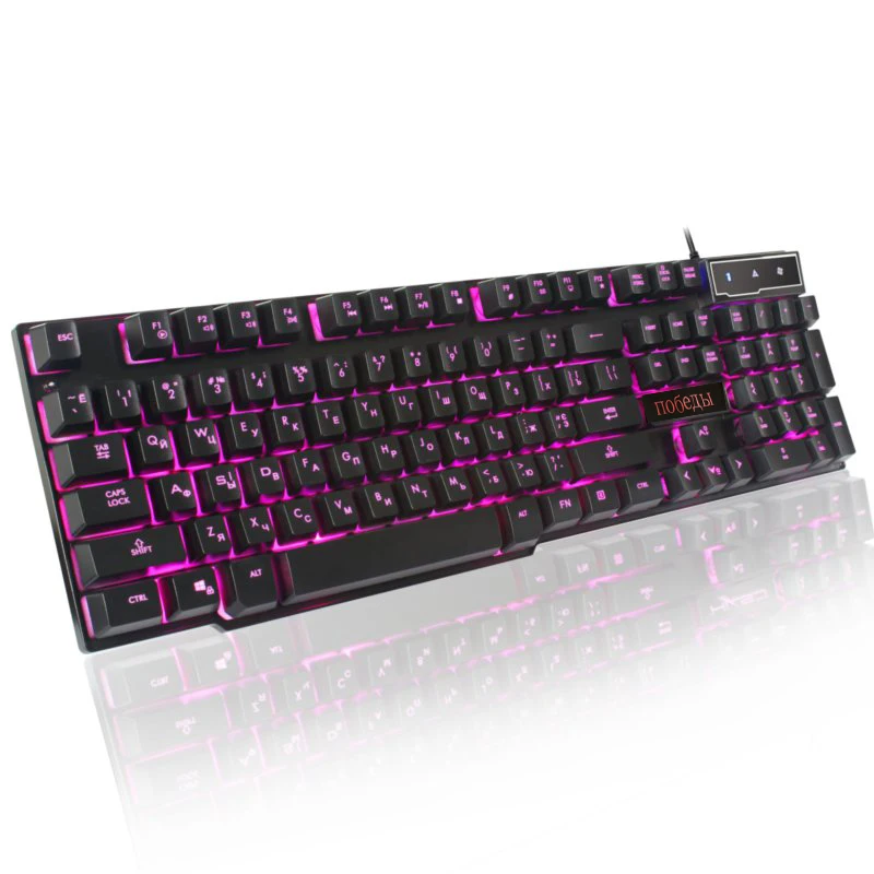 DBPOWER русский/английский 3 Цвет подсветки Gaming Keyboard Teclado геймер плавающий светодиодной подсветкой USB с подобными Механическая Feel