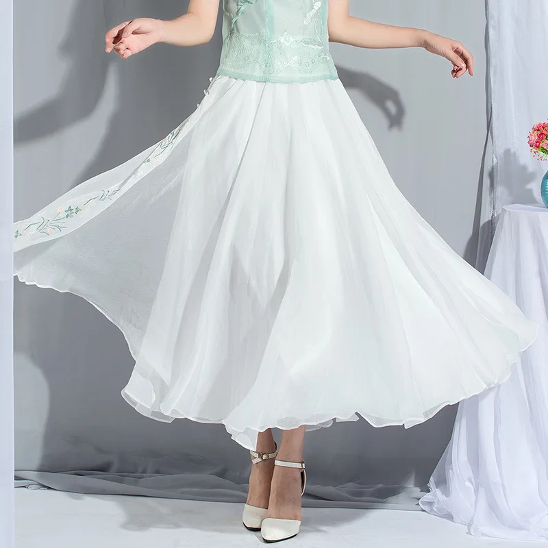 2019 Весна и лето Национальный стиль ретро вышитая шифоновая юбка длинная юбка Hanfu широкая юбка феи/Женщины