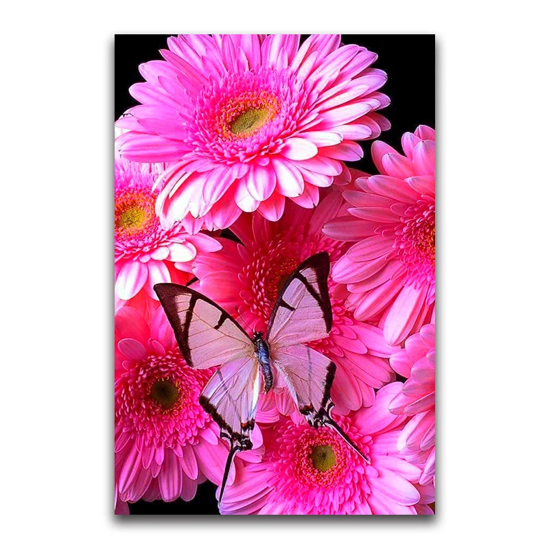 Full Round Diamond mosaic flowers Full Square Diamond embroidery Cross stitch butterfly DIY 3D Diamond painting chrysanthemum