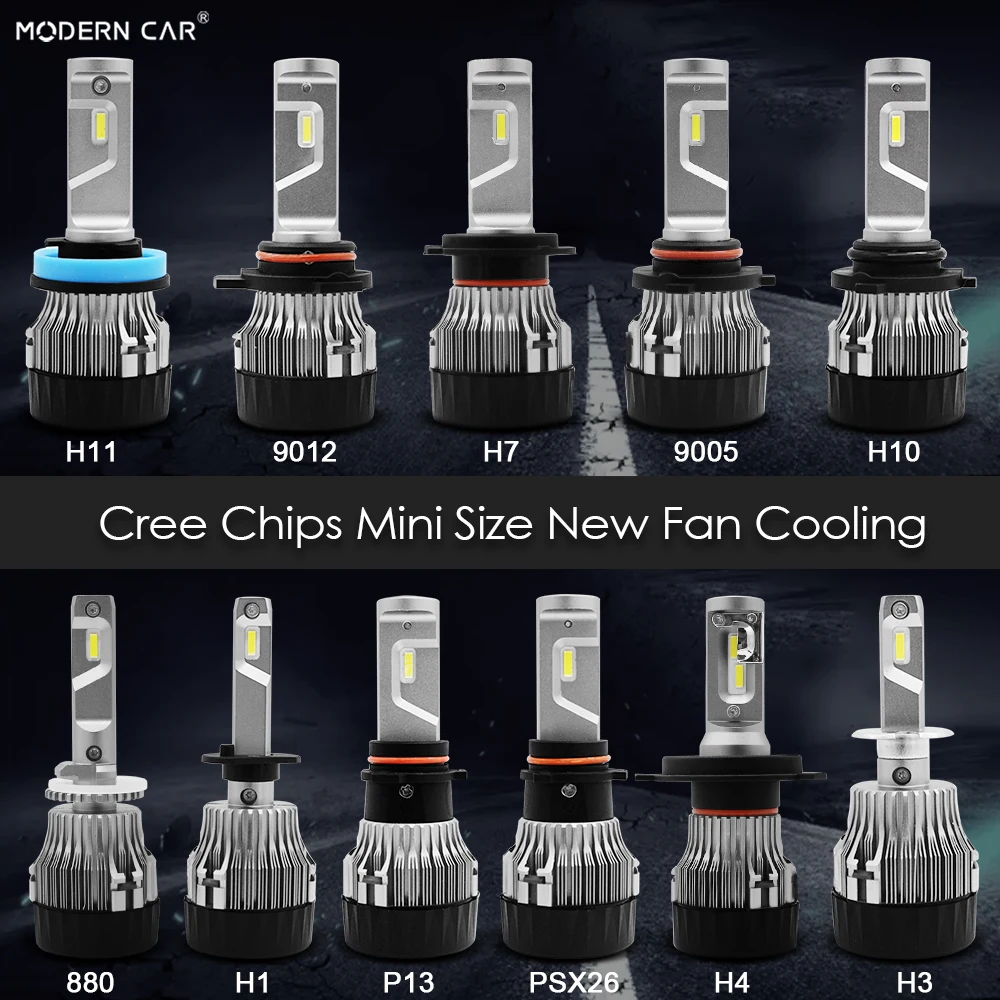 MODERN CAR 12V 24V 80W headlight 6000k white headlights h7 h4 led headlight bulbs 9005 9006 h1