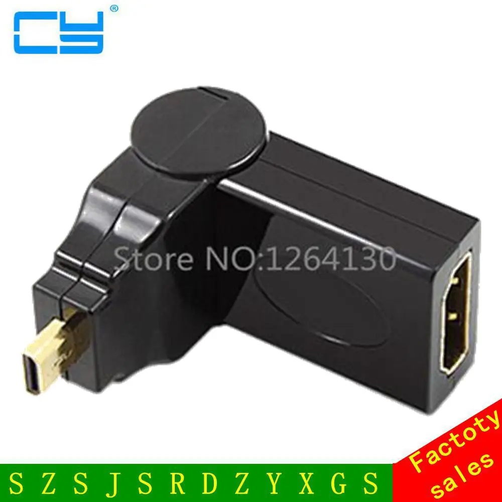 

Micro HDMI Male To HDMI Female 180/360 Degree Rotating 90 Right Angle Adapter Convertor Cable for ASUS Tablet PC and Other