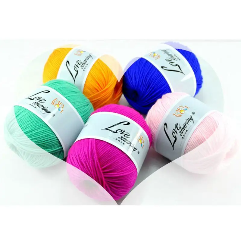 

1000g Soft Skin-friendly Baby Yarn Quality Smooth Silk Protein Blended Wool Yarn Sweater Dress Hat Shoes Knitting Yarn 66 color