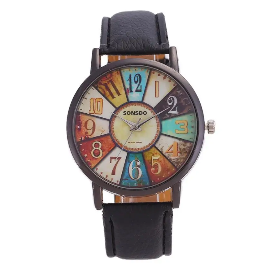 

Womens Unisex Retro Casual Faux Leather Analog Quartz Watch c831