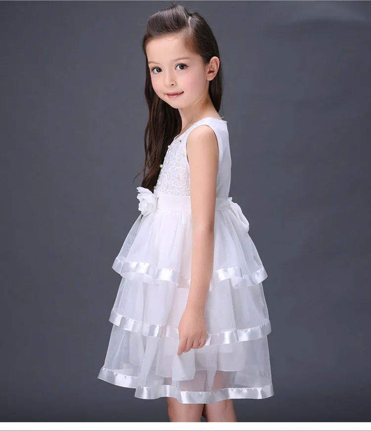 Платья с цветами для маленьких девочек Платья vestidos летнее многослойное платье для девочек праздничное платье принцессы для девочек на день рождения Новинка года, для детей возрастом от 3 до 14 лет
