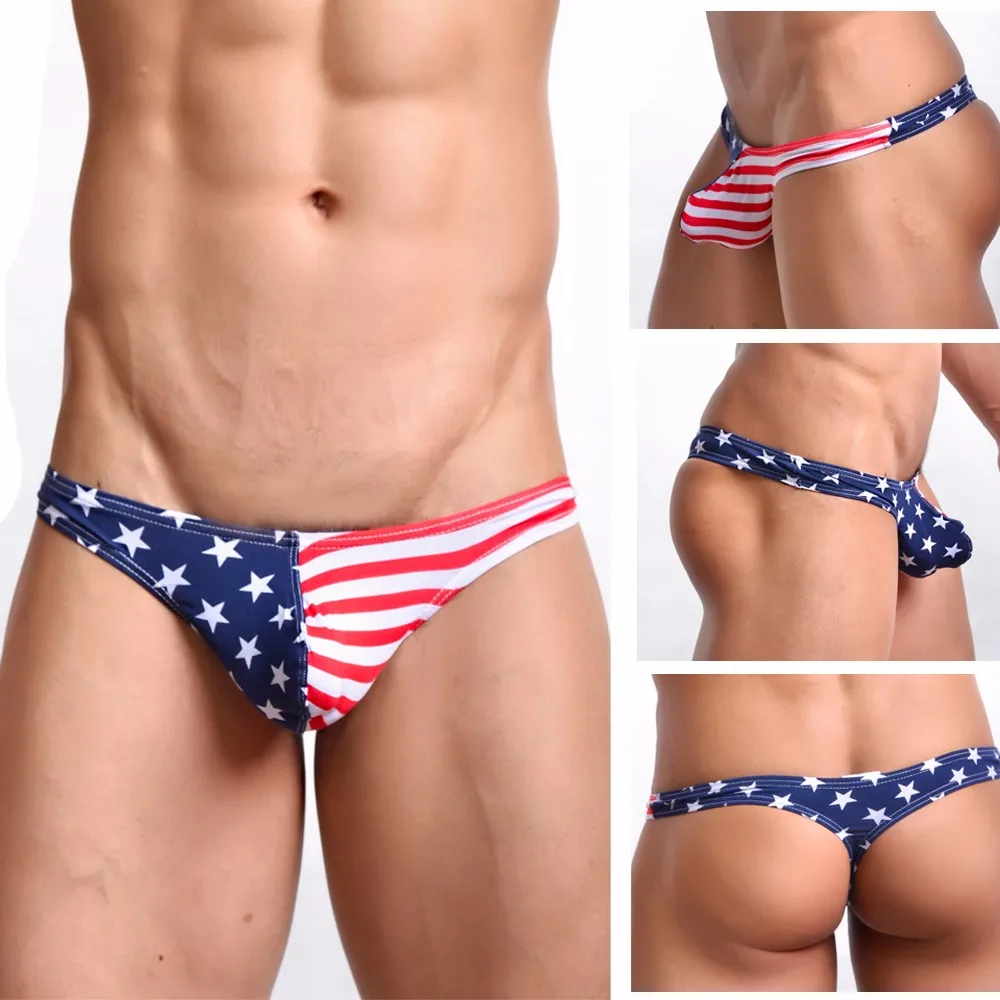 Модный американский флаг пикантные Полосатое нижнее белье для мужчин's шорты Боксеры выпуклость мужской дышащий мужское нижнее белье