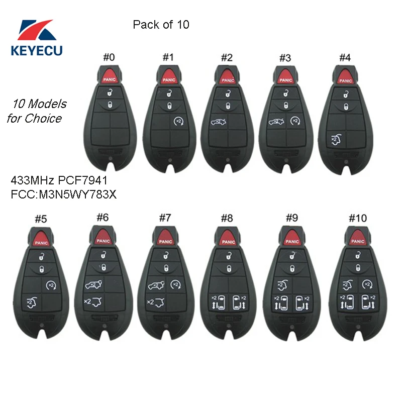 Keyecu 10xreplacement Keyless Entry Remote Fobik Key Fob Transmitter