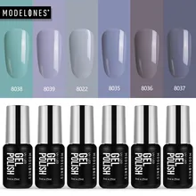 Набор гелей для ногтей Modelones, 6 шт./лот, серый цвет, серия, УФ-Гель-лак, замачиваемый, наборы лаков для ногтей, Полупостоянный светодиодный Гель-лак для ногтей