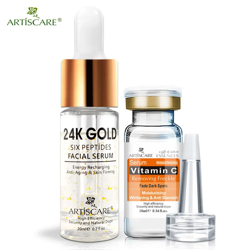 

ARTISCARE Vitamin C Serum+Six Peptides Serum 24K Gold Anti-Aging Moisturizing Skin Care Whitening Brighten Beauty