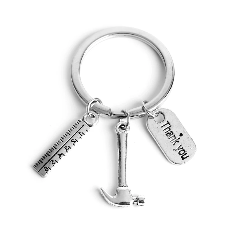 MQCHUN Fashion Work Tool Keyring Ruler Hammer Keychian Creative Mini Metal Car Key Chain Ring Father's Day Gift -50 | Украшения и