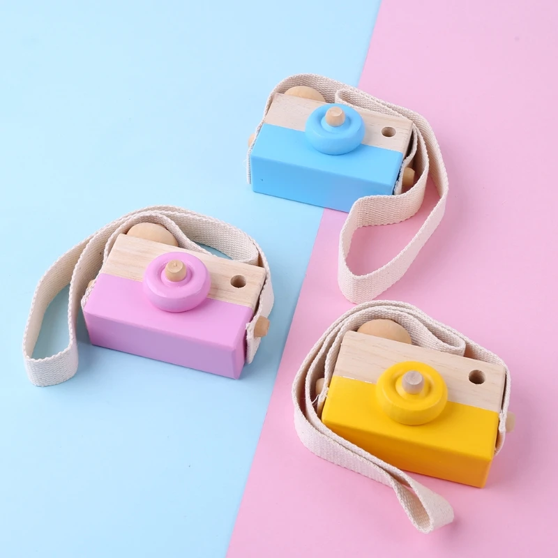 Wooden Toy Camera Kids Creative Neck Hanging Rope Toys Photography Prop Gift