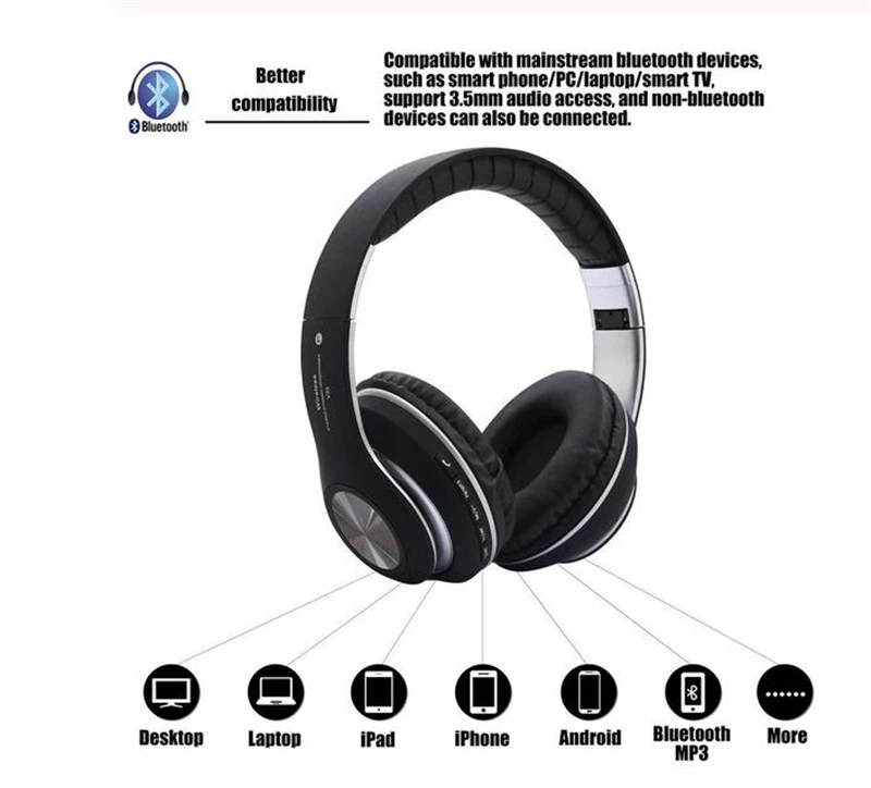 

Adjustable Wireless Headphones Bluetooth 4.2 Headsets Foldable Earphones Stereo Earbuds With Microphone For PC Mobile Phone Mp3