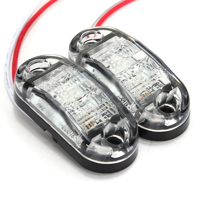 

2Pcs Set White 12V LED Car Side Marker Tail Light 24V Trailer Truck Lamp