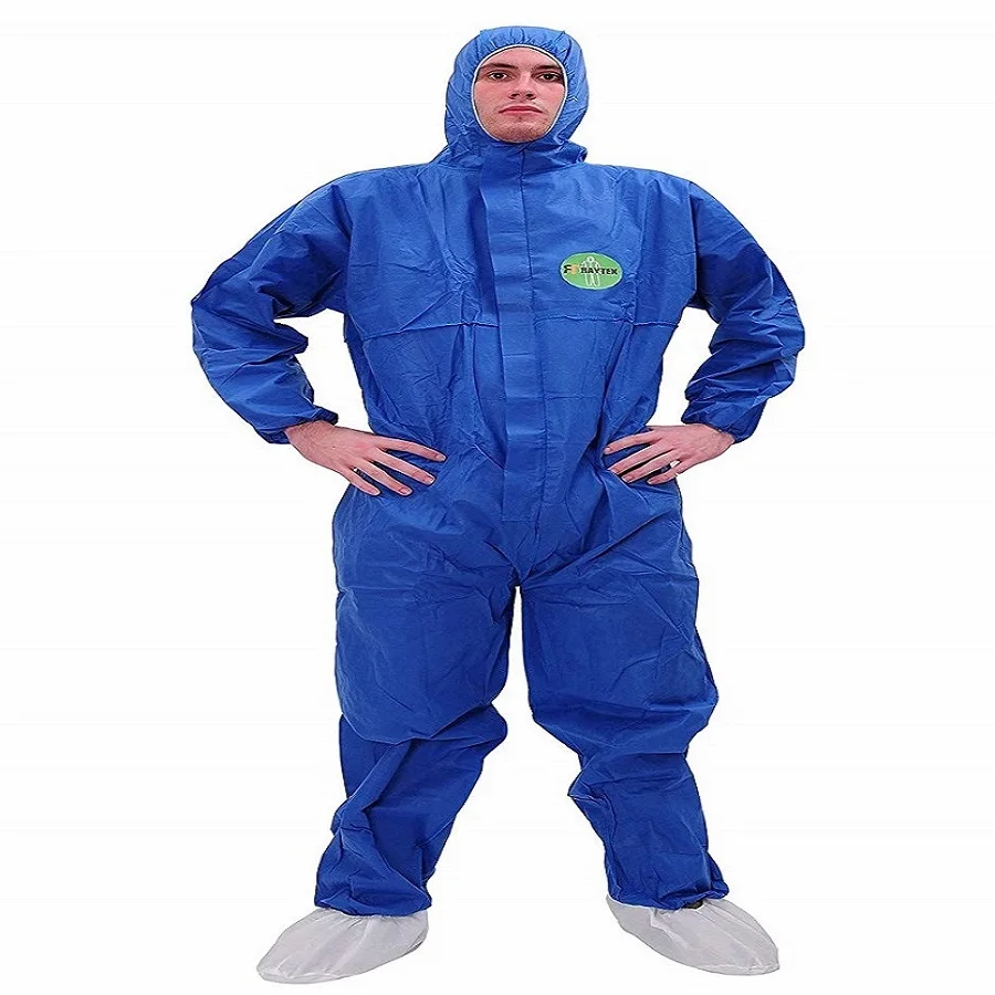 blue disposable overalls