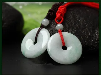 

Natural Burmese stone pendant necklace light green donut pendant men and women jewelry JADES jewelry children's style