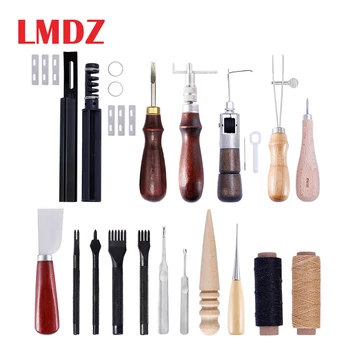 

LMDZ18Pcs/set Leather Working Tools DIY Leather Craft Tools Kit Hand Sewing Stitching Punch Carving Saddle Leather Sewing Set