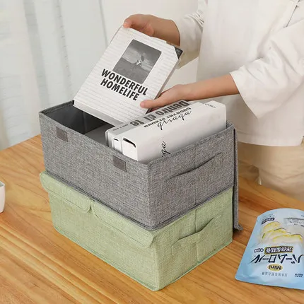 

Cotton and linen washed large clothes storage box fabric folding clothing storage box wardrobe storage box