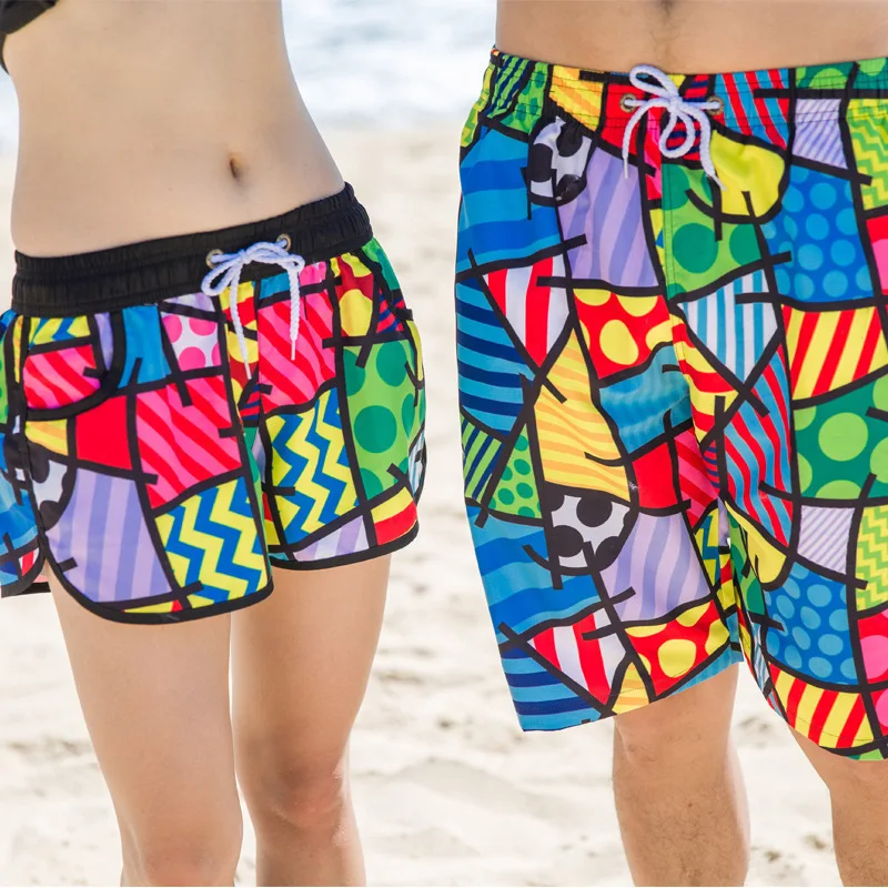 

Quick Dry Swim Shorts Men Beach Board Shorts For Women Female Swimwear Male Bermuda de Boardshorts Couples Surfing Swim Short