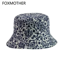 FOXMOTHER Новые Модные Винтажные китайские традиционные синие и белые фарфоровые шляпы с принтом для женщин и мужчин