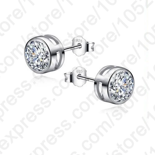 

JEXXI High Quality Women/Girl's Wedding Jewelry S90 SilverClear CZ Stud Earrings Free Shipping