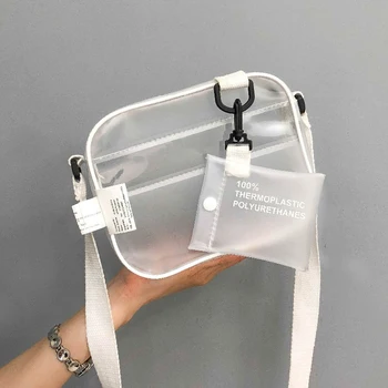 

Fashion Transparent Clear Women Small Shoulder Bag Female Durable Waterproof PVC Crossbody Bag Pretty Style Girl's Phone Bag sac