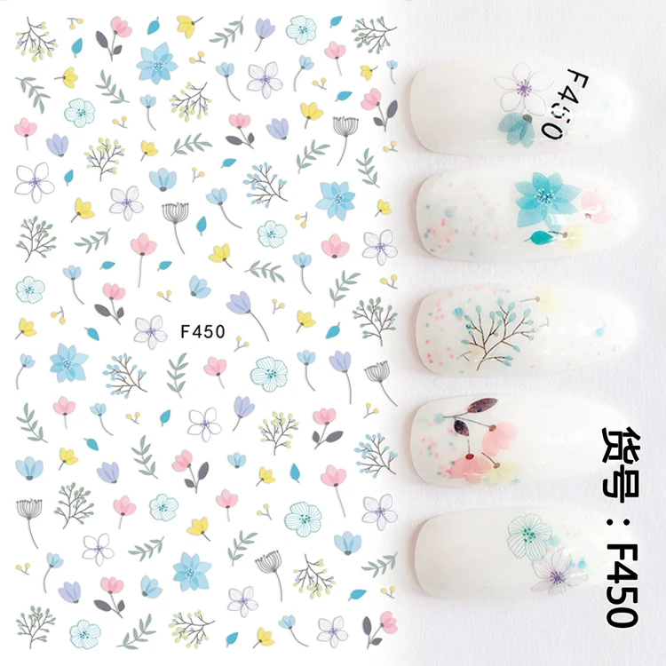 

1pcs 3D Super Thin Nail Stickers Tips Nail Art Adhesive Decals Manicure Spring Cute Flower Tool Decoration Nail Wraps F450