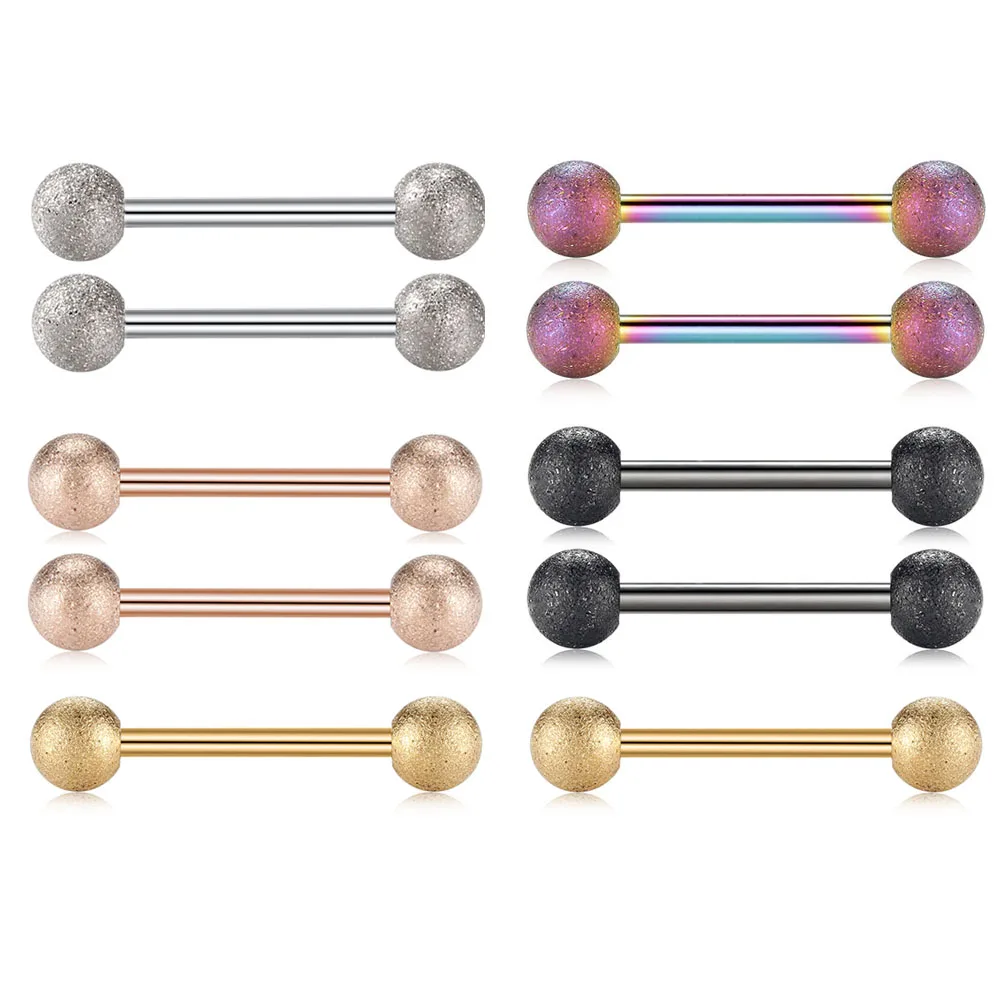 GAGABODY 14 г 316L нержавеющая сталь 14 мм Серьги с матовыми шариками штанги с ниппелями кольца для языка ювелирные украшения для пирсинга