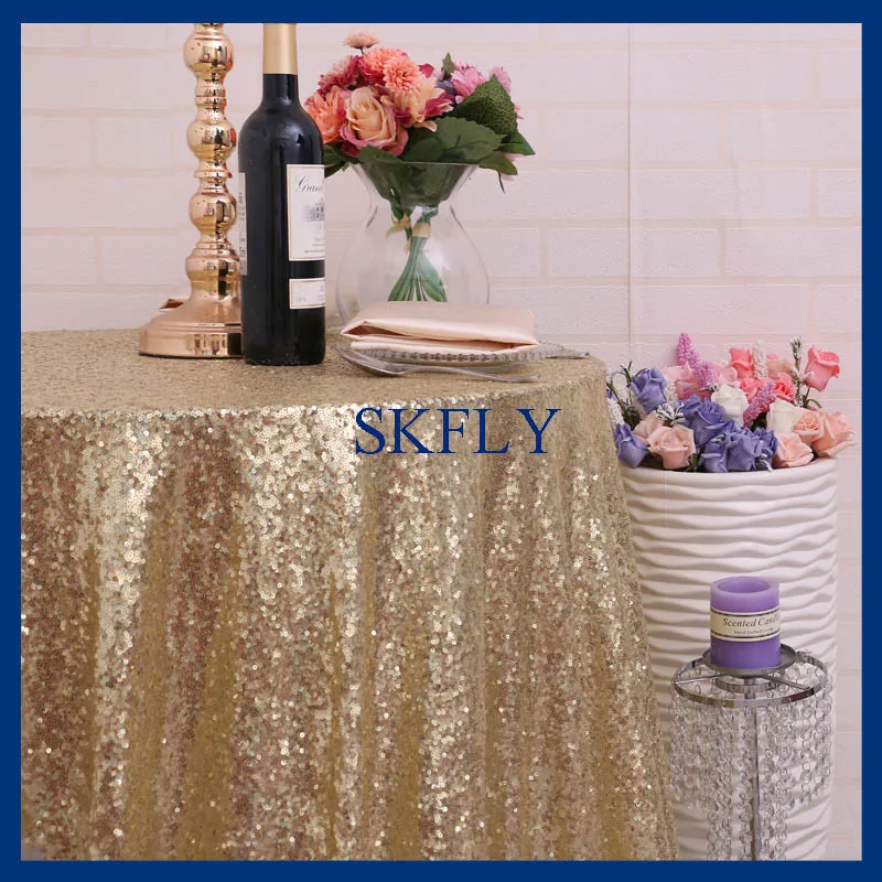 

SQ025B many colors available beaded round glitter light gold sequin sequin table cloth