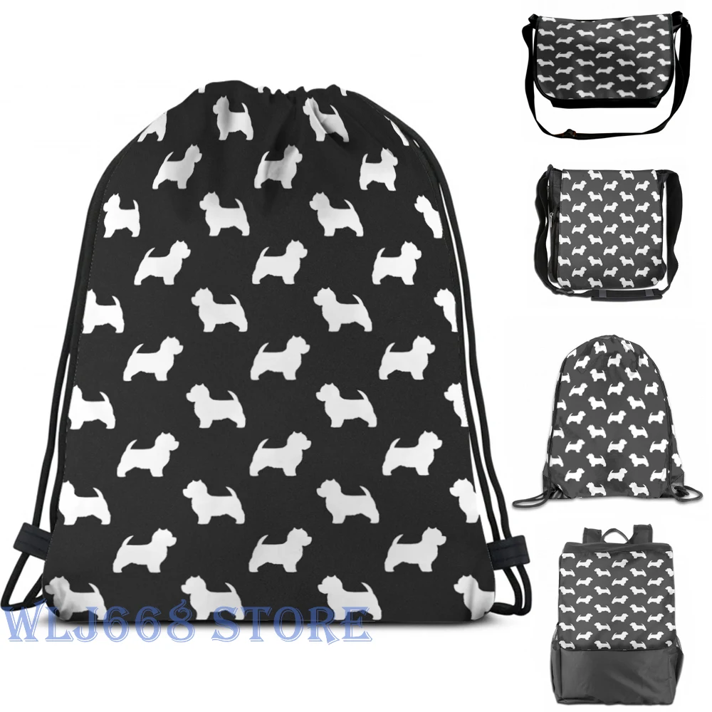 

Funny graphic print shoulder Bags women West Highland White Terrier Silhouette(s) Single shoulder backpack travel men