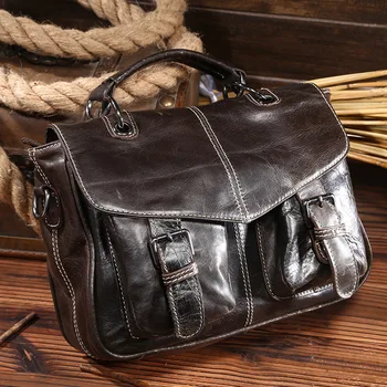 

High Quality Women Messenger Bags Genuine Leather Handbag Female Vintage Dark Coffee Ladies Shoulder Travel Flap Tote #MD-L0069