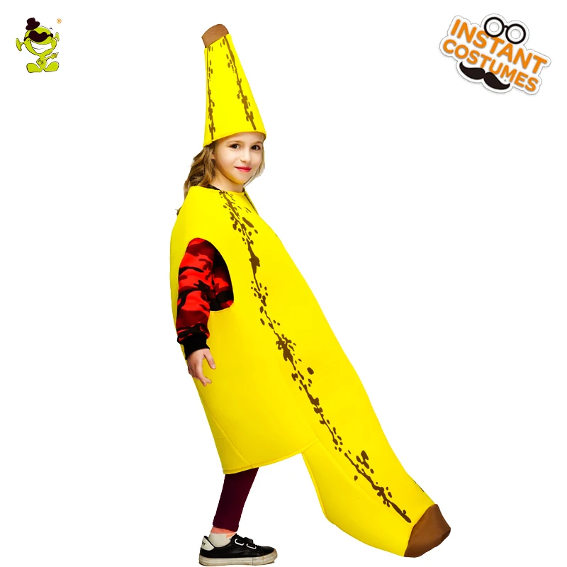 Hot Sale Purim Holiday Kids-Stale Banana Costumes Children Yellow Jumpsuit With Hat For Christmas Halloween Cosplay 