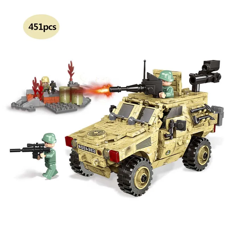 Military-series-SWAT-Police-Team-France-VBL-armored-vehicle-Building-Blocks-army-soldier-Figures-Toys-for (4)