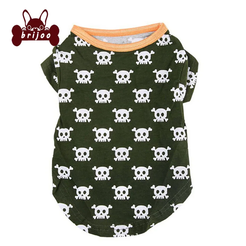 Brijoo Spot Print Dog Clothes For Small Dogs Cats Summer Dark Green T-shirt Soft Material Breathable New Cute Teddy Summer Dress
