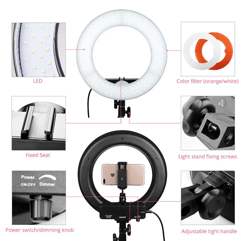  TRAVOR ring light 18 inch ring lamp 240 LED dimmble 5500K with tripod for studio photography lighti - 32879813328