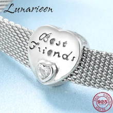 Подлинное 925 пробы Серебряное сердце с надписью Best Friend бусина с зажимом амулеты для изготовления ювелирных изделий подходят Оригинальное отражение браслет