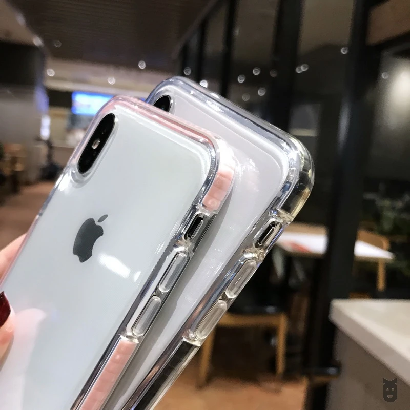 Цветной прозрачный чехол для iPhone X, XR, XS, 11 Pro MAX, 7, 8, 6s, 6 Plus, прозрачный двухслойный Мягкий ТПУ силиконовый чехол