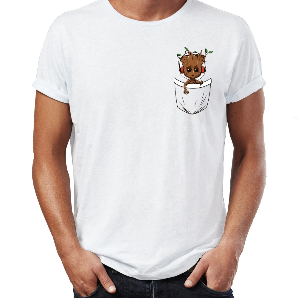 Camiseta informal para hombre, camisa con bolsillo Baby Groot, Tops divertidos de de la galaxia, camiseta impresionante, ropa de calle Harajuku|Camisetas| - AliExpress