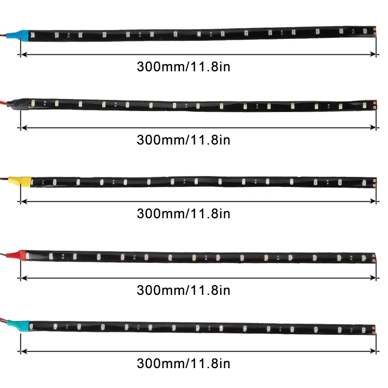 БОЛЬШОЙ гибкая короткий led strip 3528 15SMD 30 см украшения свет автомобиля высокое качество 12 В 7 цвета с многоцветный IP65 водонепроницаемый дневные ходовые огни противотуманные фары