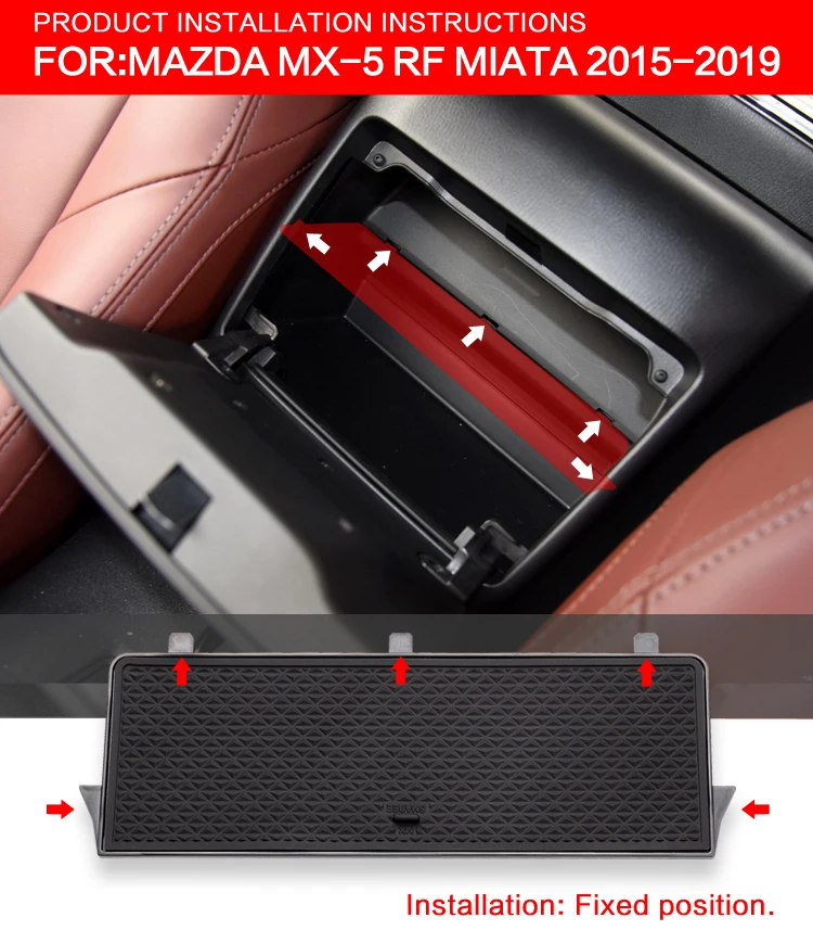 For MAZDA MX-5 RF MIATA 2015-2019 Car Glove Box Internal Storage Console Tidying Box Black Central Storage Box