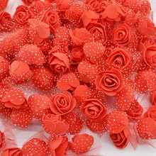 50Pcs lot 3 5cm Mini PE Foam Rose Heads font b Artificial b font Silk Flowers