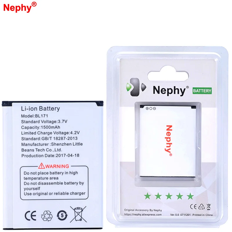 Новый Nephy оригинальный BL171 Для Lenovo A356 A368 A390 A376 A370E A500 A60 A65 A319 BL 171 1500 мАч|Аккумуляторы