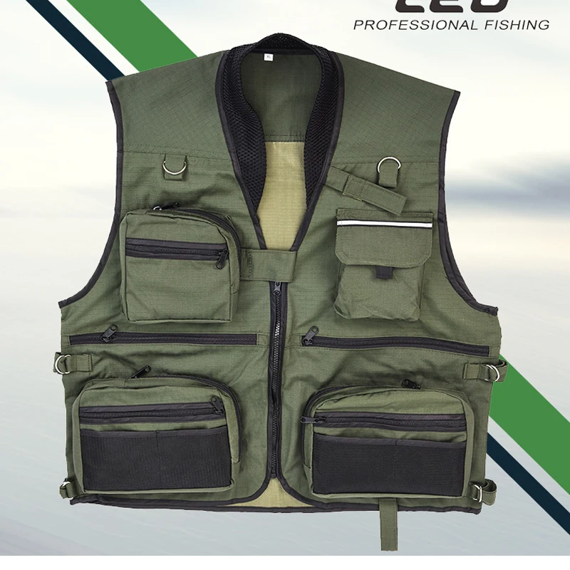 2018 new army green multi pocket fishing vest photography outdoor gear