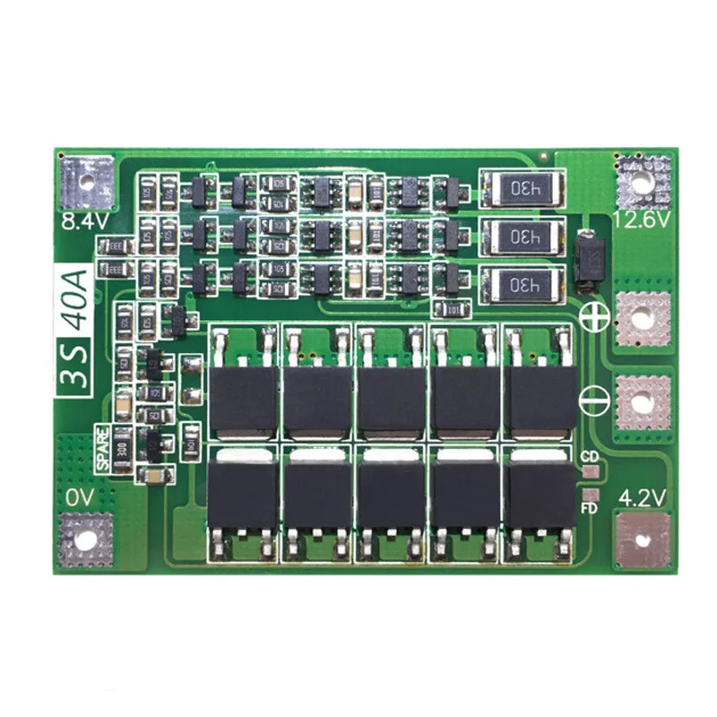 

Mayitr 1pc 3S 11.1V 12.6V 40A 18650 Li-ion Lithium Battery BMS Protection Board Balanced Version for Integrated Circuits