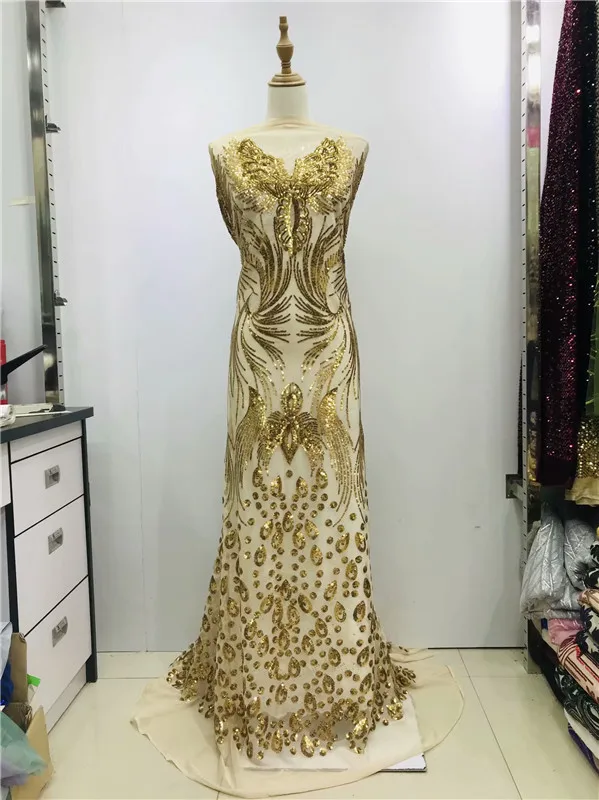 

(5yards/lot ) 2019 New High quality emerald green wine African tulle lace French net lace fabric with Sequins for party dress