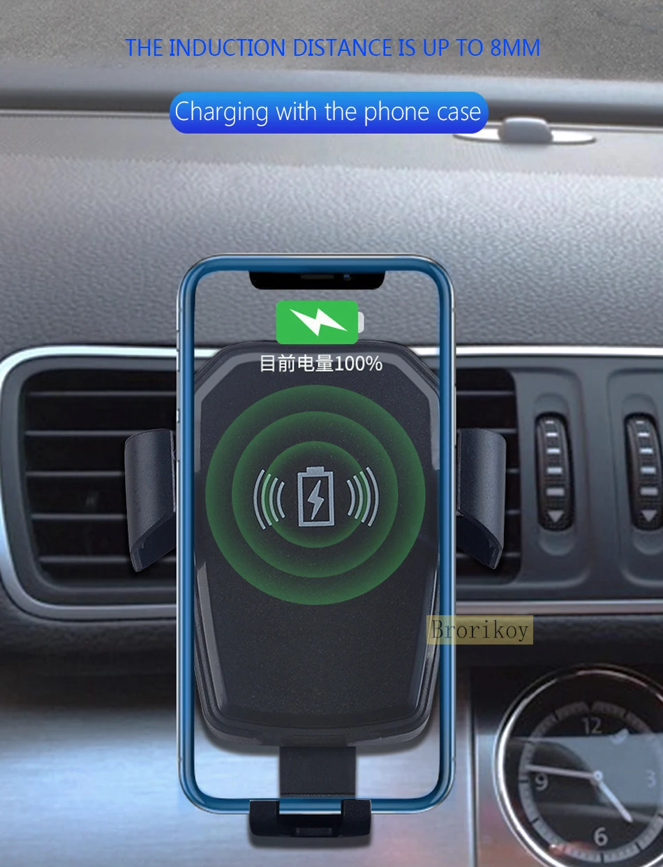 Автомобильное беспроводное зарядное устройство магнитный держатель для iPhone 8 X Xs Max 10 Вт Беспроводное зарядное устройство Быстрая зарядка для samsung S8 S9