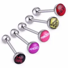 5 шт./лот буквы принцессы Helix пирсинг приндлежности для пирсинга языка Нержавеющая сталь наколки штангой шпильки для пирсинга для девочек Для женщин SD021