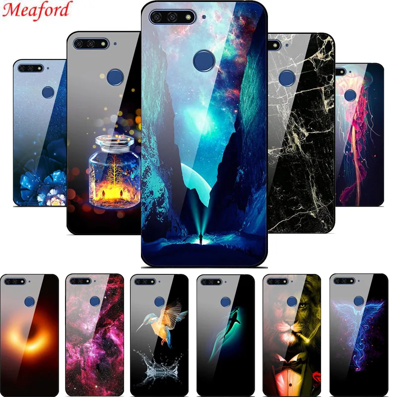 

Tempered Glass Case For Huawei Honor 7C 5.7 Case Honor 7 C AUM-L41 Russia Hard Back Cover For Huawei Honor 7C Case C7 TPU Frame