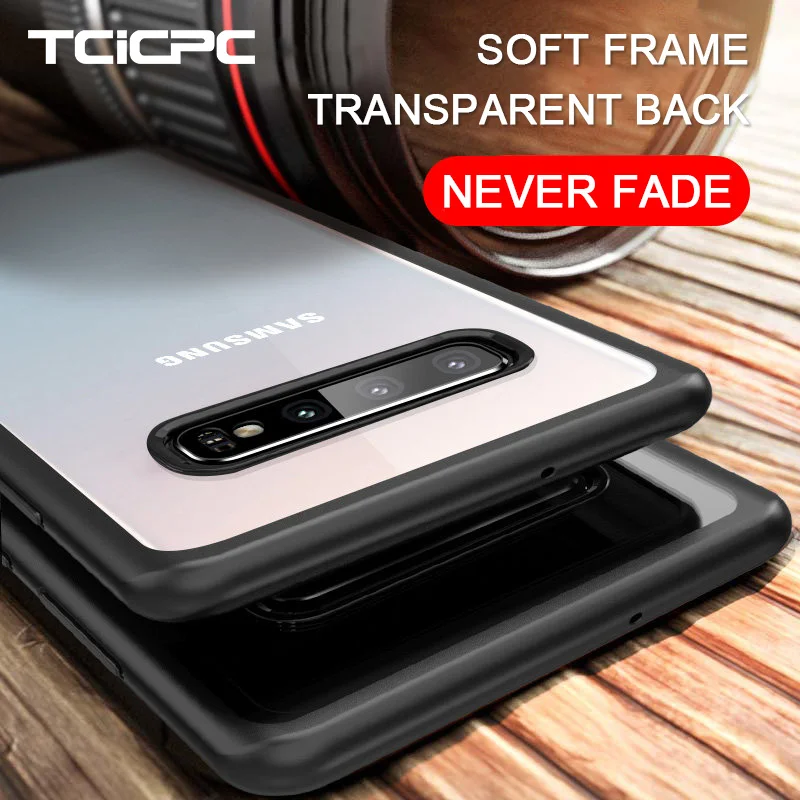 

TCICPC For Samsung S10 Case Samsung Galaxy S10 Plus Cases Silicon Frame Transparency Acrylic Hard Cover For Galaxy S10E S10 Plus