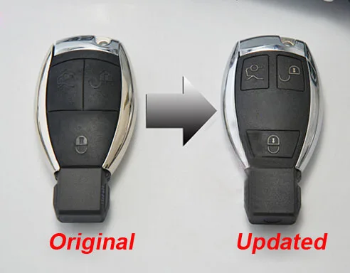 Updated Modified Key Case Fix for Benz 2008(About) Smart Remote Key Shell 3 Buttons With Key Blade & Battery Holder 2 buttons auto car key fob shell replacement flip folding remote key case cover with uncut blade fit for benz