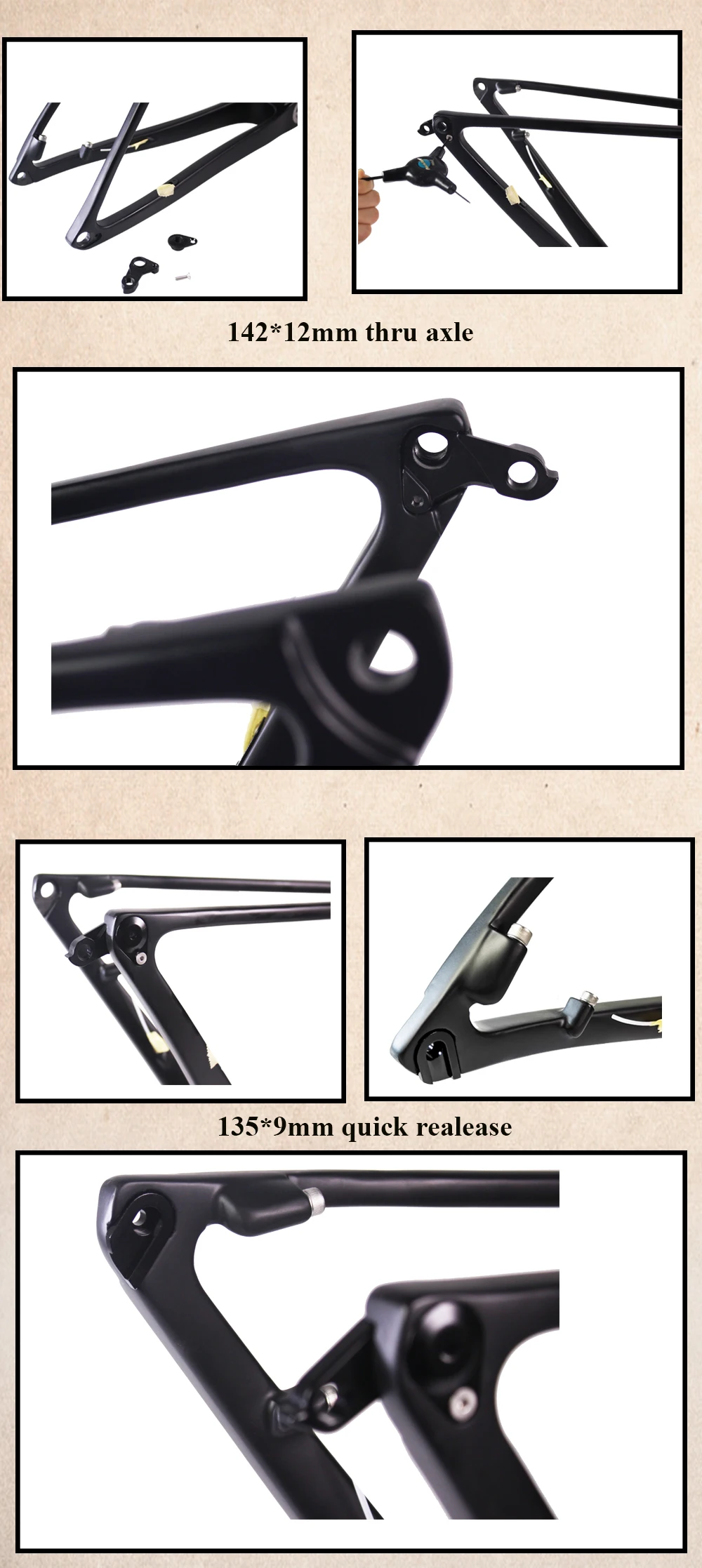 Excellent 2019 new carbon mtb frame Ceccotti mountain cross carbon bike frame 142*12 and 135*9mm exchangeable bicycle frame 8