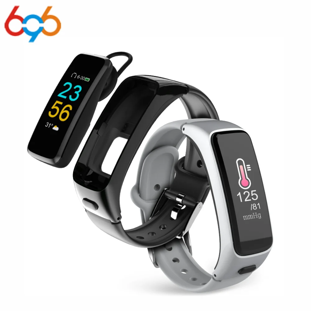 

696 BY51 Bluetooth Earphone Smart bracelet Heart Rate Blood Pressure Monitor Smart Bracelet Sport Fitness Tracker 2 in 1 Band